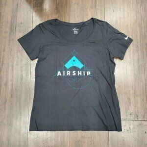 The Nike Tee Air Ship Black Cotton Short Sleeve T-shirt Womens L Athletic Cut